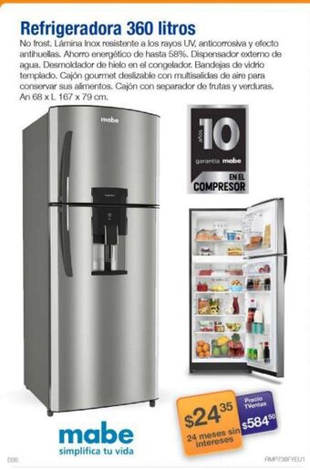 TVentas Mabe Refrigeradora 360 Litros oferta