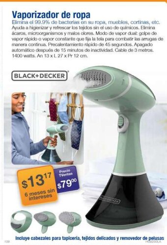 TVentas Black + Decker Vaporizador de ropa oferta