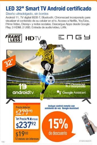 TVentas ENGY LED 32" Smart Tv Android certificado oferta