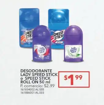 Tia Desodorante lady speed stick o speed stick roll on 50ml oferta