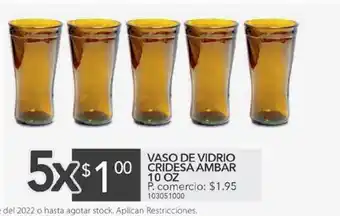 Tia Vaso de vidrio cridesa ambar 10 oz oferta
