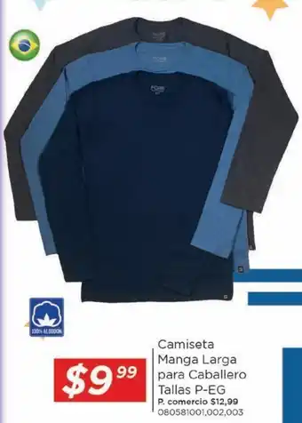 Tia Camiseta manga larga para caballero tallas p-eg oferta