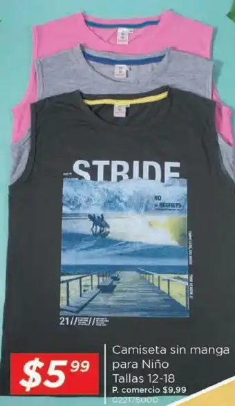 Tia Camiseta sin manga para niño tallas 12-18 oferta
