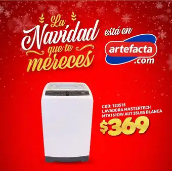 Artefacta Mastertech Lavadora MTA161DW AUT 35LBS Blanca oferta