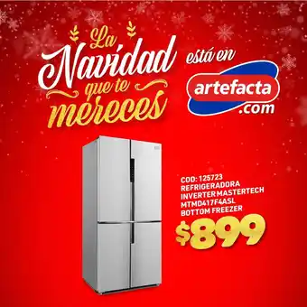 Artefacta Mastertech Refrigeradora Inverter MTMD417F4ASL Bottom Freezer oferta