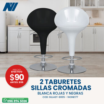 Novicompu 2 Taburetes Sillas Cromadas oferta