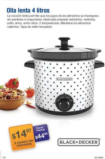 TVentas Black + Decker Olla lenta 4 litros oferta