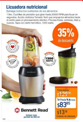 TVentas Bennett Read Licuadora Nutricional oferta