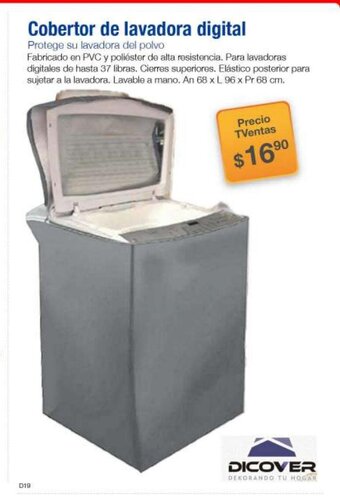 TVentas Dicover Cobertor de lavadora digital oferta