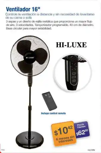 TVentas Hi-Luxe Ventilador 16" oferta