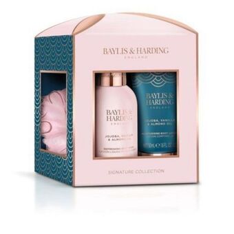Jojoba, vanilla & almond oil small 3 piece set body wash 100 ml, body lotion 50 ml, esponja