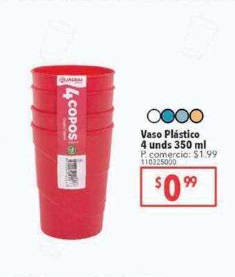 Tia Vaso plástico 4un 350ml oferta