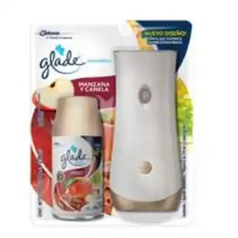 Ambientador en aerosol glade con aparato automático de manzana y canela 270ml