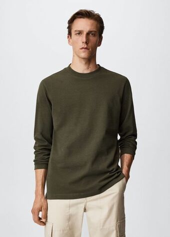 Mango Camiseta algodón manga larga oferta