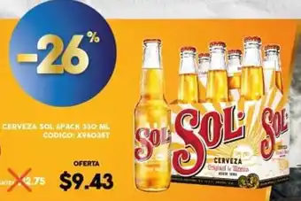 Coral Hipermercados Cerveza Sol 6 pack x 330ml oferta