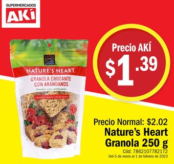 Akí Nature's Heart Granola 250g oferta