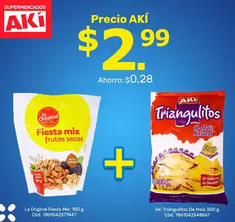 Akí La Original Fiesta Mix 150g/ Triangulitos De Maiz 300g oferta