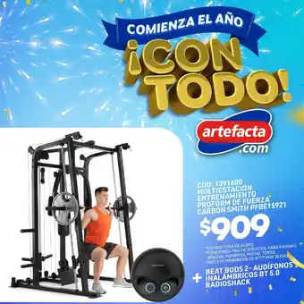 Artefacta Multiestacion Entrenamiento Proform de Fuerza Carbon Smith + Beat Buds 2 - Audífonos oferta