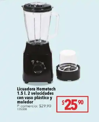 Tia Licuadora hometech 1,5l 2vel con vaso plástico y moledor oferta