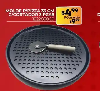 Tia Molde p/pizza 33 cm c/cortador 3 pzas oferta