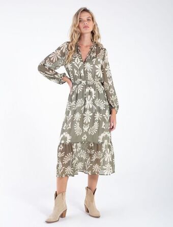 NAF NAF Vestido midi de manga larga oferta