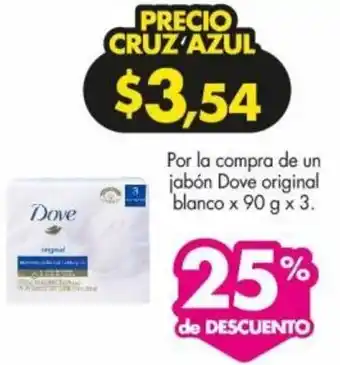 Farmacias Cruz Azul Dove Original Blanco 90g x 3 oferta