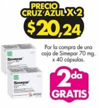 Farmacias Cruz Azul Simepar 70mg x 40 Cápsulas oferta