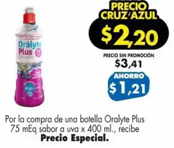 Farmacias Cruz Azul Oralyte Plus 75 Eq Sabor a Uva 400ml oferta