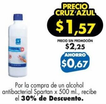 Farmacias Cruz Azul Alcohol Antibacterial Spartan 500ml oferta