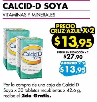 Farmacias Cruz Azul Calcid D Soya 30 Tabletas x 42,6g oferta