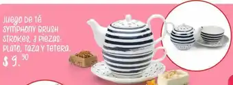 Mi Comisariato Juego de Té Symphony Brush Strokes, 3 Piezas Plato, Taza y Tetera oferta