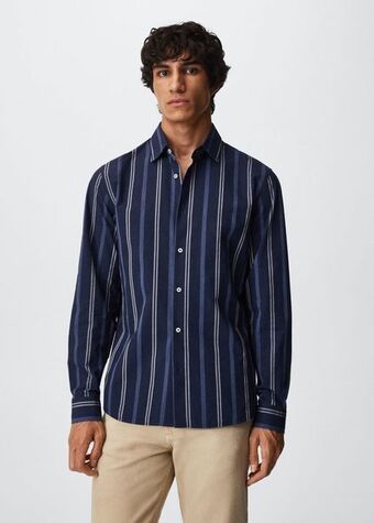 Mango Camisa algodón rayas oferta