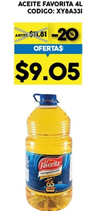 Coral Hipermercados Aceite Favorita 4L oferta