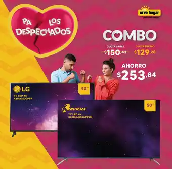 Orve Hogar Combo LG TV LED 4K 43UQ75000PSF / Riviera TV LED 4K RLED-AND50TPXM oferta