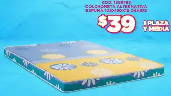 Colchoneta Alternativa Espuma 105x190x15 Cahide 1plaza y Media