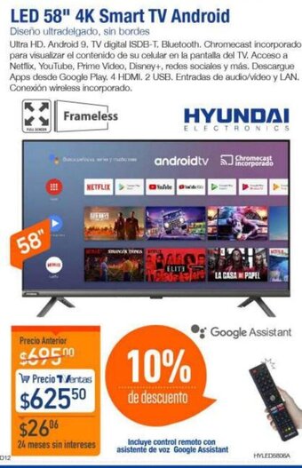 TVentas Hyundai Led 58" 4K Smart TV Android oferta