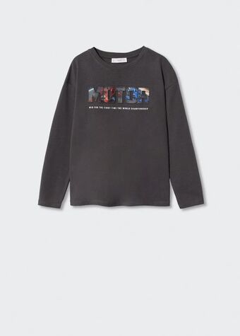 Mango Camiseta algodón estampado oferta