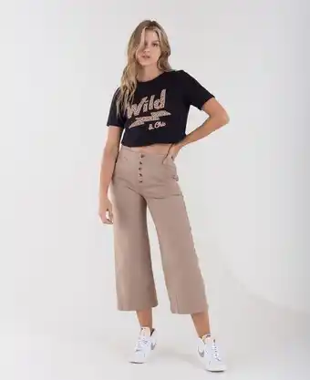 NAF NAF Camiseta para mujer negra manga corta con estampado animal print oferta