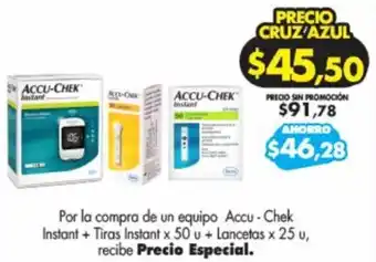 Farmacias Cruz Azul Accu-Chek Instant + Tiras Instant 50u + Lancetas 25u oferta