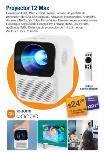 TVentas Xiaomi Wanbo Proyector T2 Max oferta