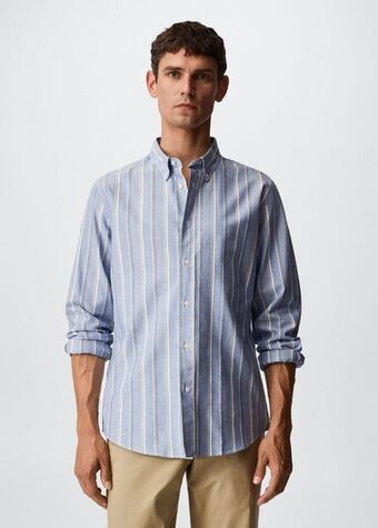 Mango Camisa algodón rayas oferta