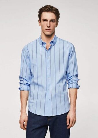Mango Camisa slim fit algodón rayas oferta