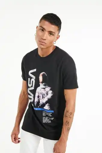 Koaj Camiseta manga corta negra con estampado de nasa oferta