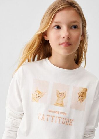 Mango Camiseta algodón estampado oferta