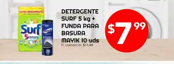 Tia Detergente surf 5kg + funda para basura mayik 10un oferta