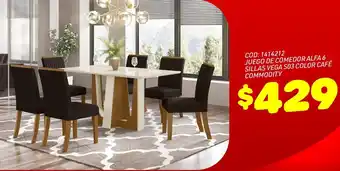 Artefacta Juego de Comedor Alfa 6 Sillas Vega S03 Color Café Commodity oferta