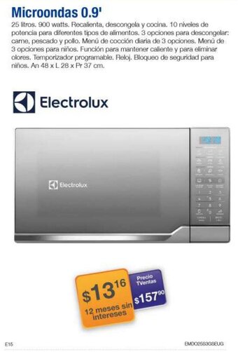 TVentas Electrolux Microondas 0,9" oferta