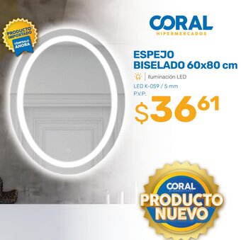 Coral Hipermercados ESPEJO BISELADO 60x80 cm oferta