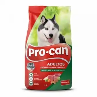 Megamaxi Alimento para perros adultos razas medianas y grandes carne arroz y vegetales pro-can 2 kg oferta