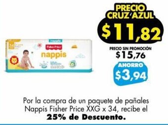 Farmacias Cruz Azul Por la compra de un paquete de pañales Huggies Active Sec Pants XG x 25, recibe el 33% de Descuento. oferta